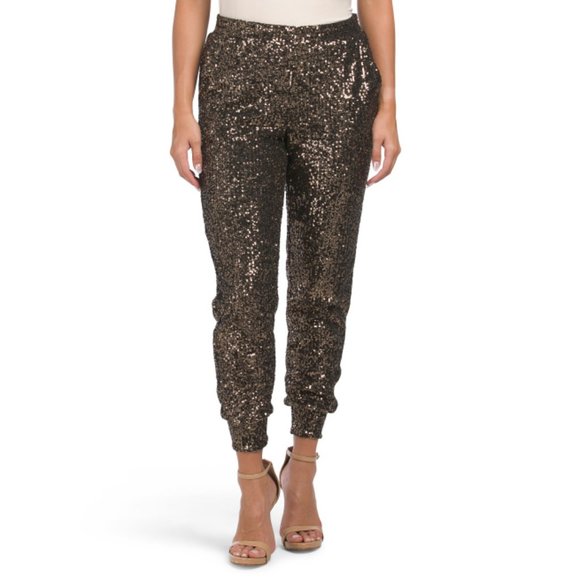 CABLE & GAUGE BLACK/GOLD Sequin Joggers